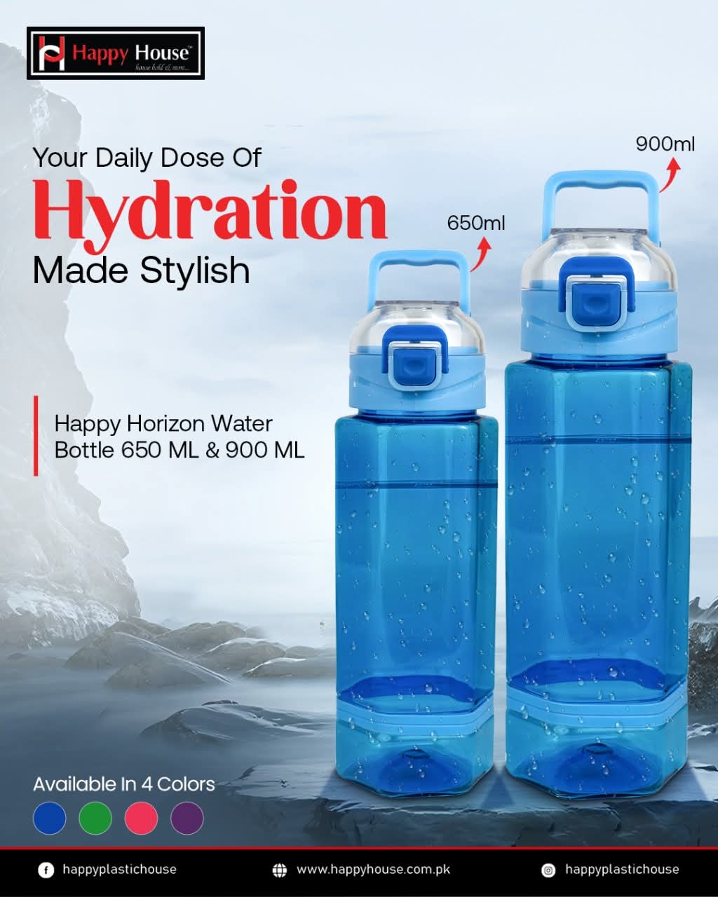 Horizon 650ml High Quality Plastic Water Bottle – Leakproof & Durable.