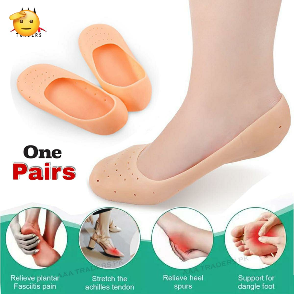 Silicone full Heel Pad Socks For Pain Relief And Anti Crack Heel Pads For Men & Women