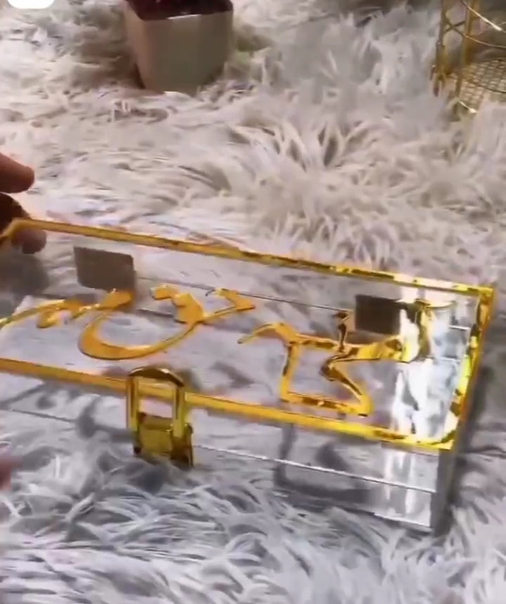 Customized Acrylic Haq Mehar Envelope – Elegant Design for Weddings & Special Occasions