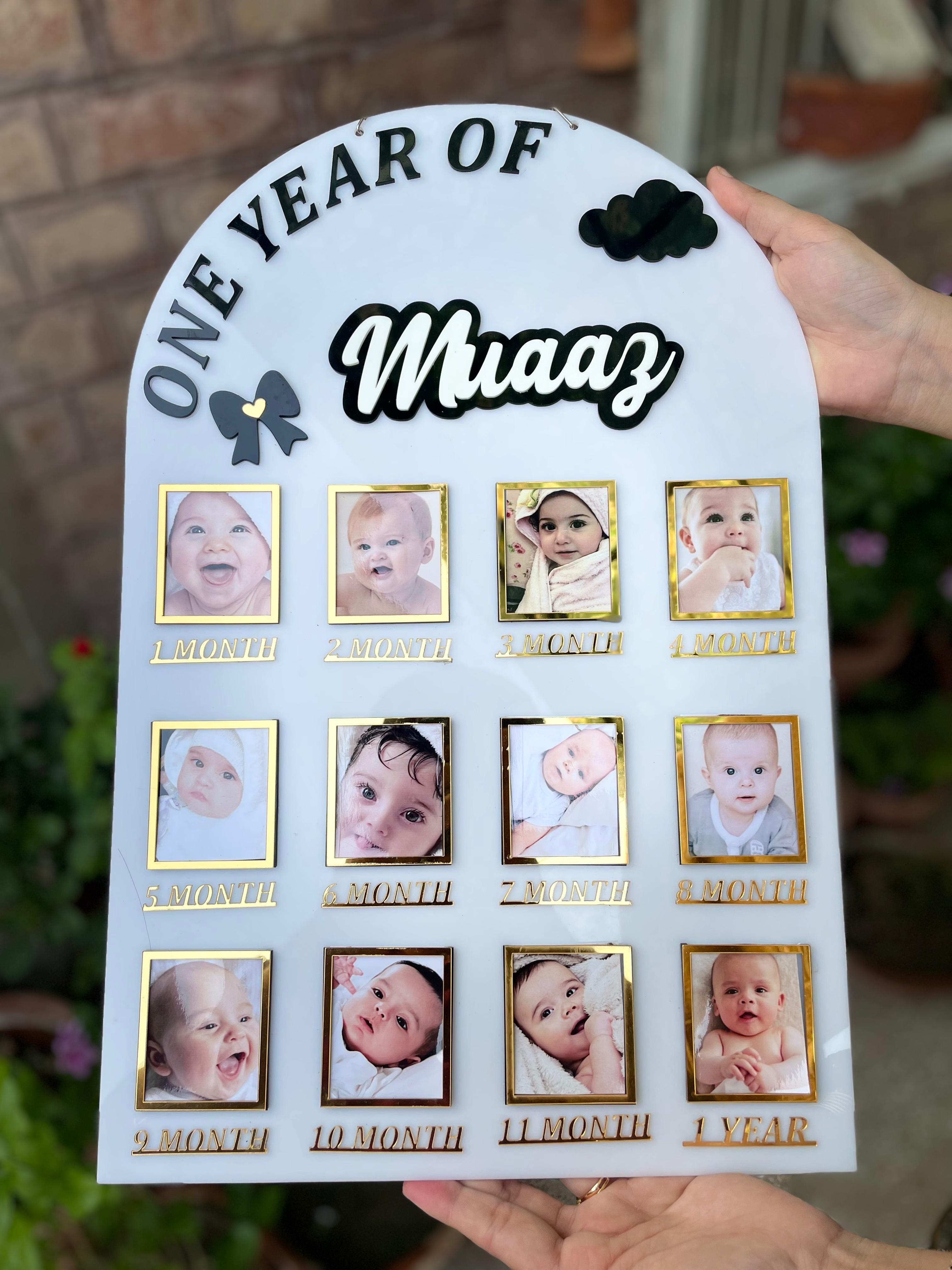 Customized 12 x 18 Baby Frame | 1st Birthday Photo Collage for Babies.