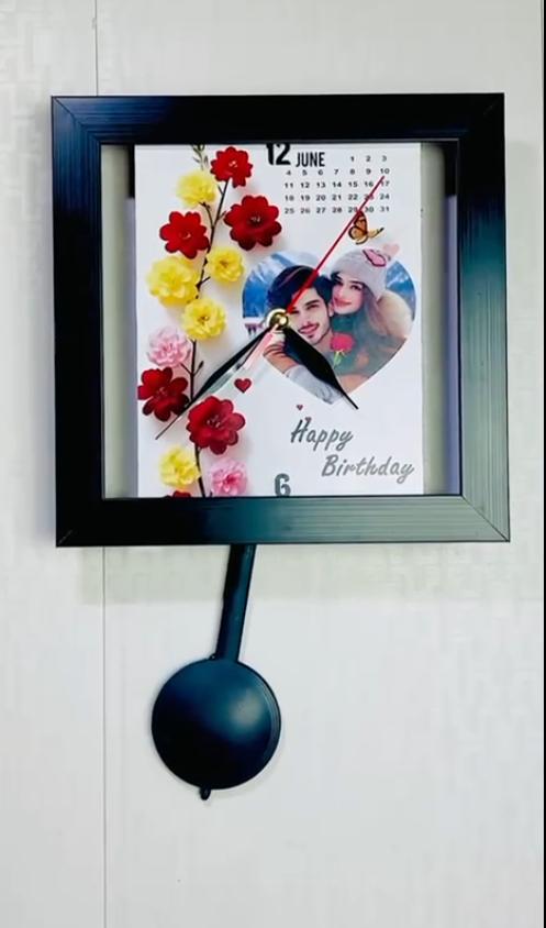 Customized Portrait & Square Hanging Clock – With Your Photo or Simple Design.