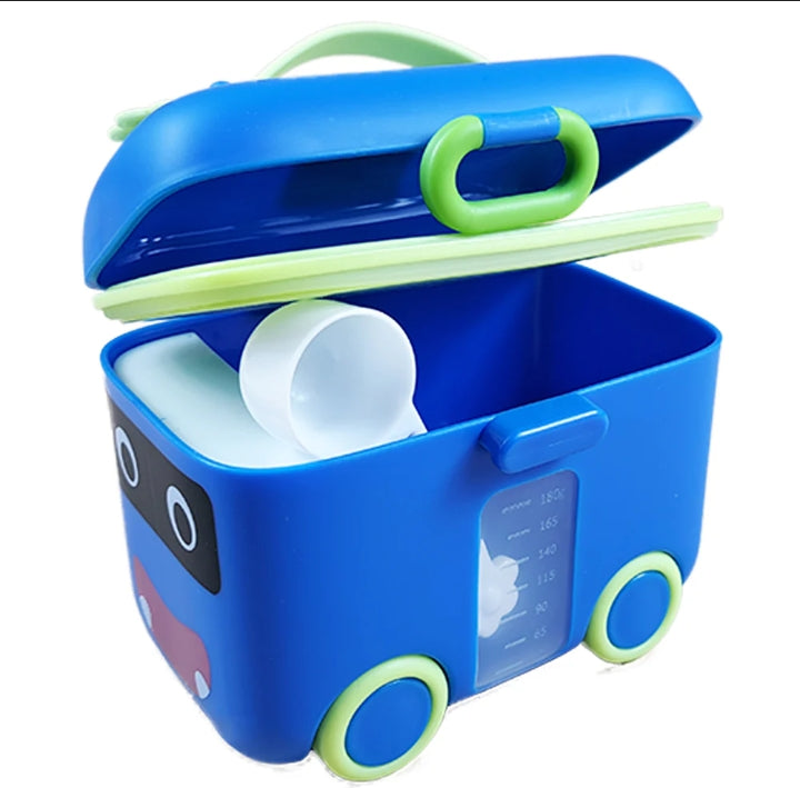 Cute Baby Pro Bus Shaped Portable Milk Powder Box – Formula Dispenser & Baby Food Storage Container, BPA Free