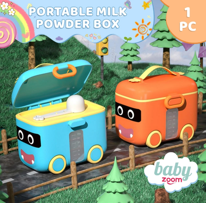Cute Baby Pro Bus Shaped Portable Milk Powder Box – Formula Dispenser & Baby Food Storage Container, BPA Free