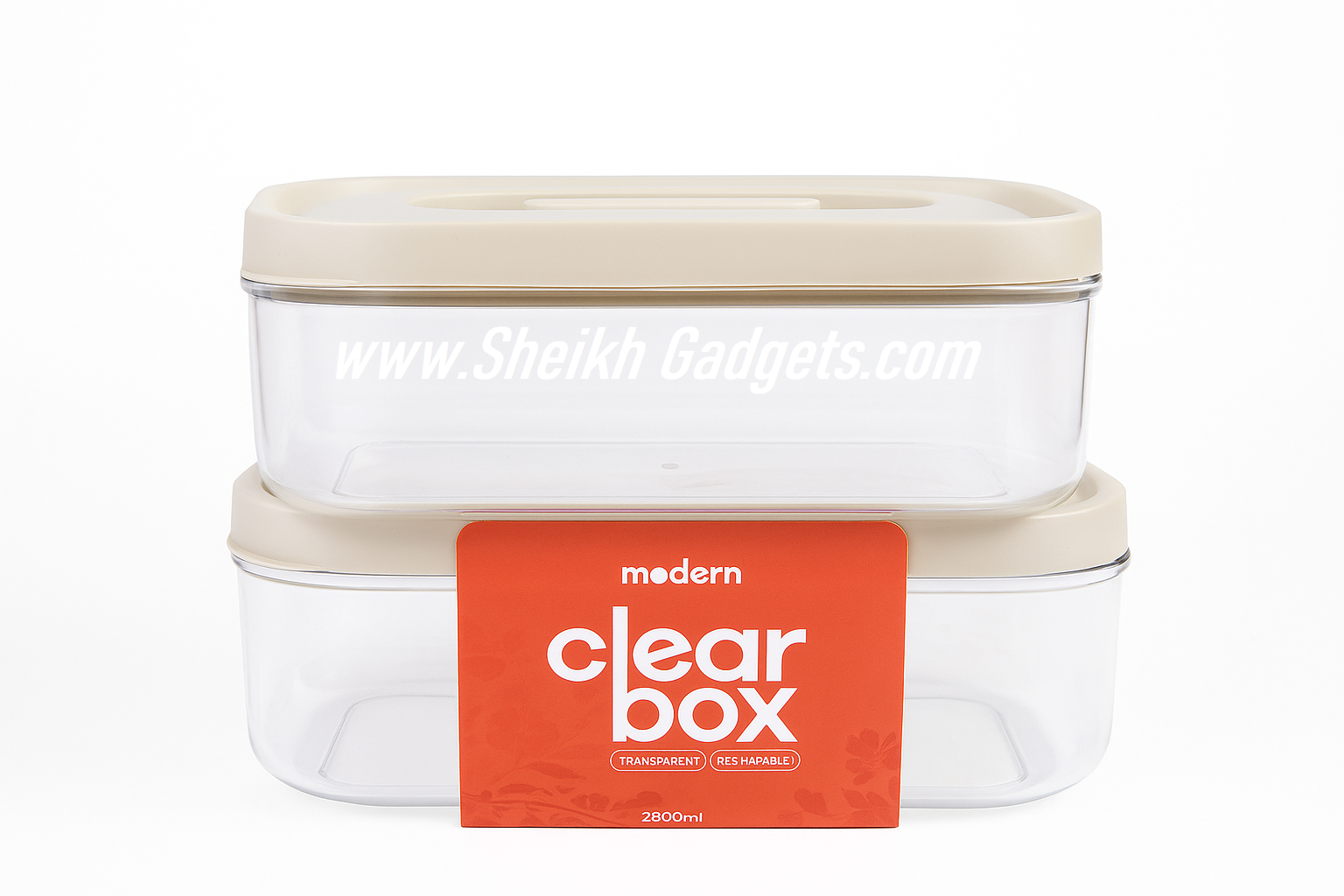 Modern Clear Storage Box 1800ml & 2800ml – Airtight & Durable.