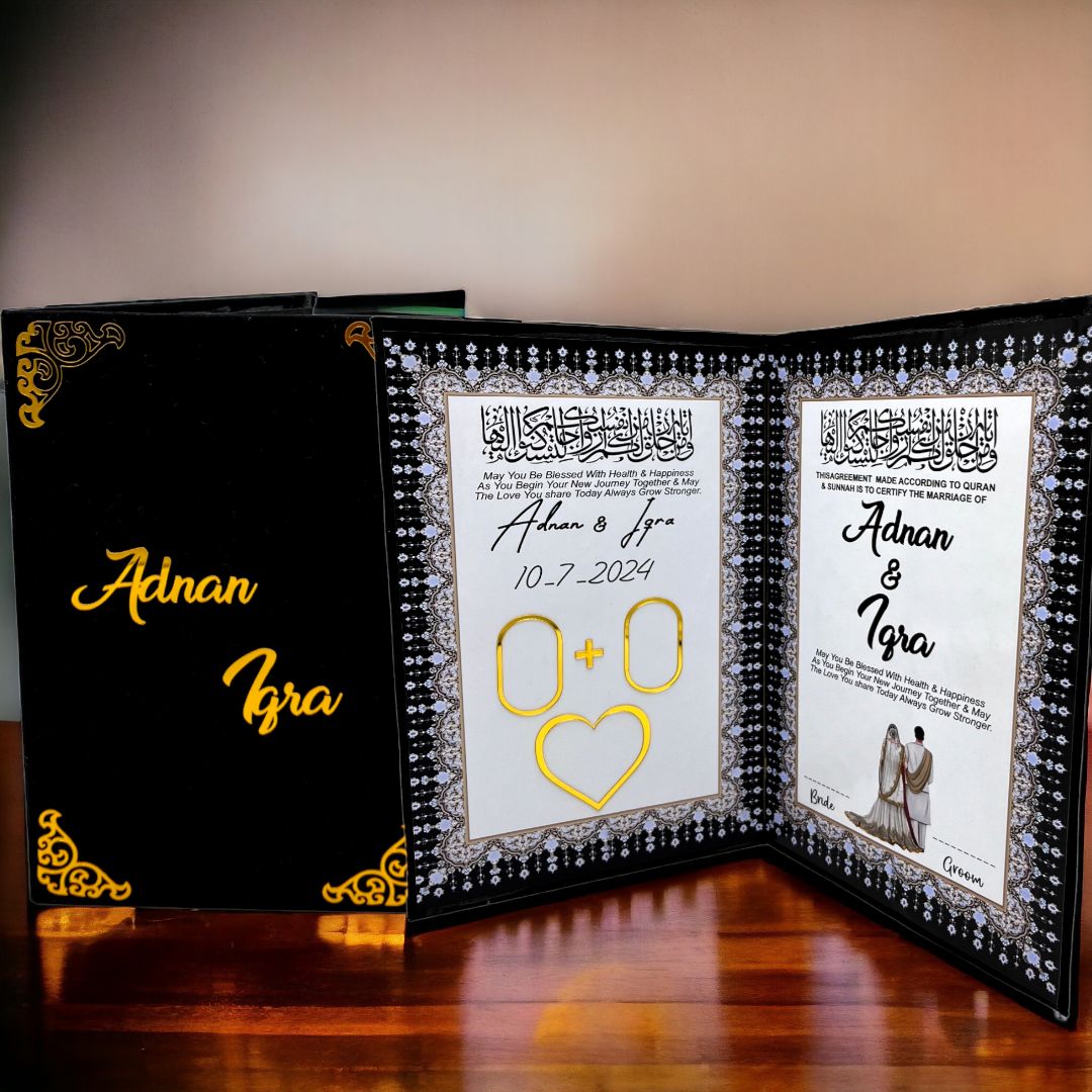 Customized Nikah Files with Thumbs – Elegant and Practical Wedding Keepsake.