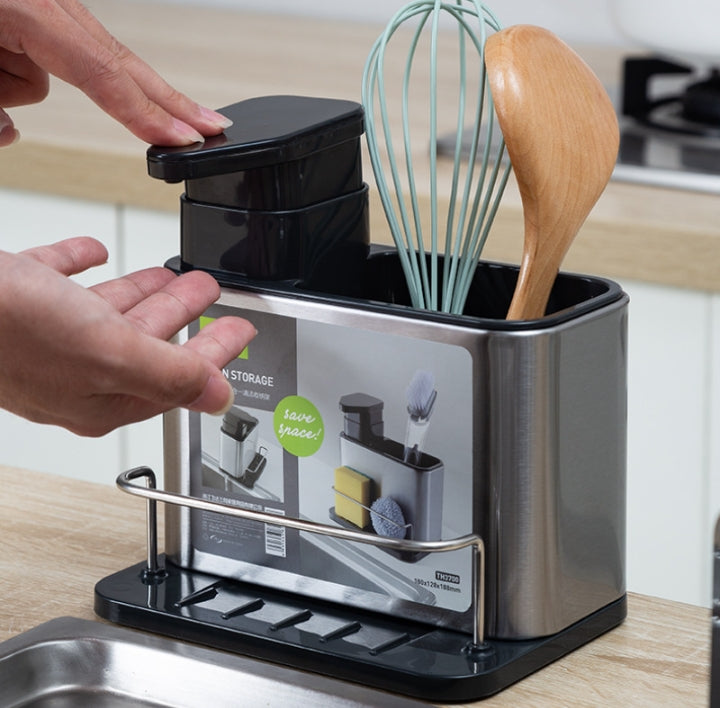 Durable Stainless Steel Storage Rack-spoon stand - Multi-Tier Organizer for Kitchen with Easy Drain Spout for Efficient Water Drainage