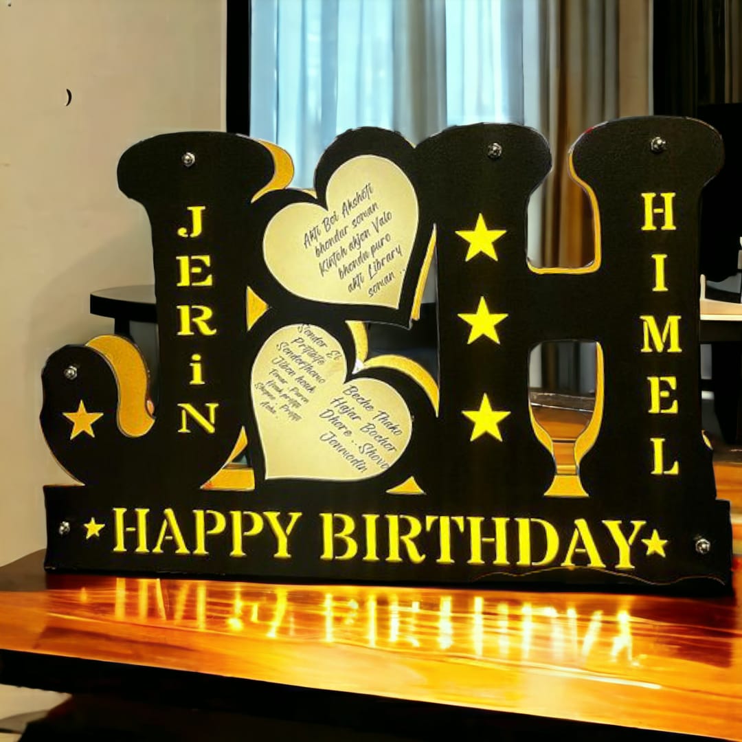 Customized Wooden Alphabet Lamp – Elegant 12x18 Inches Personalized Décor